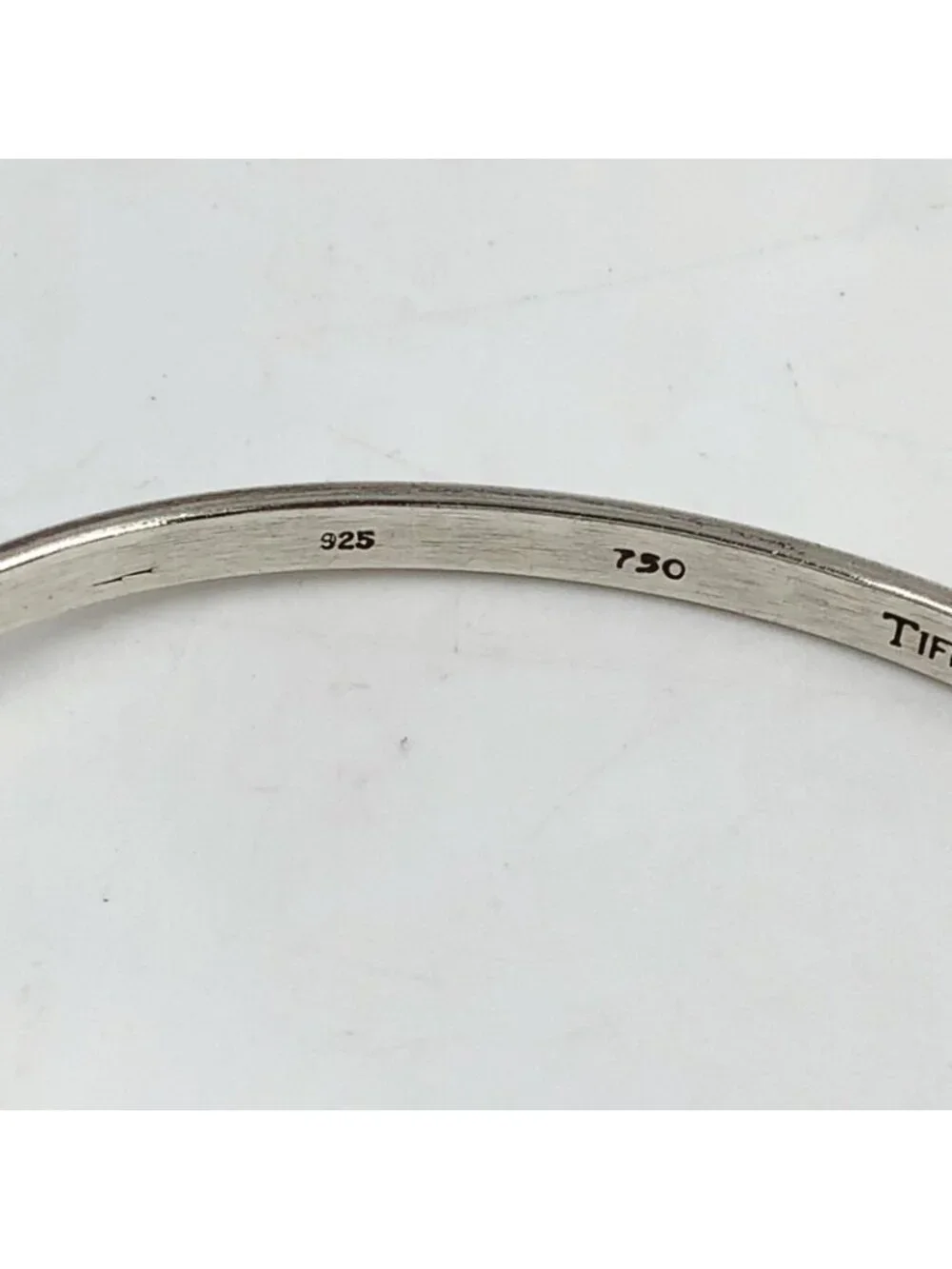 Tiffany & Co Hook Eye Yellow Gold Silver Bangle Bracelet